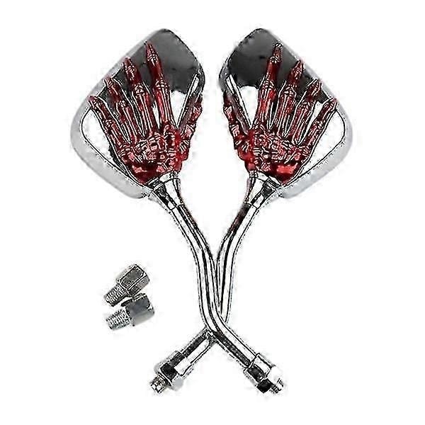 Universal Motorcykel Bakspejl med Krom Skelet Kraniehånd Klo Design til Motorcykel Scooter - Perfet red