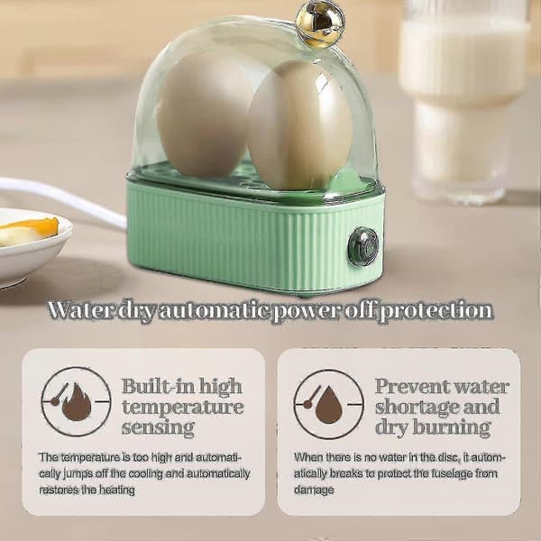 Munankeitin 2 munaa, Kompakti sähköinen munankeitin, Paras munankeitin keittää kaikki kolme kypsyysastetta - pehmeä, medium, kova Ty-Perfet Green