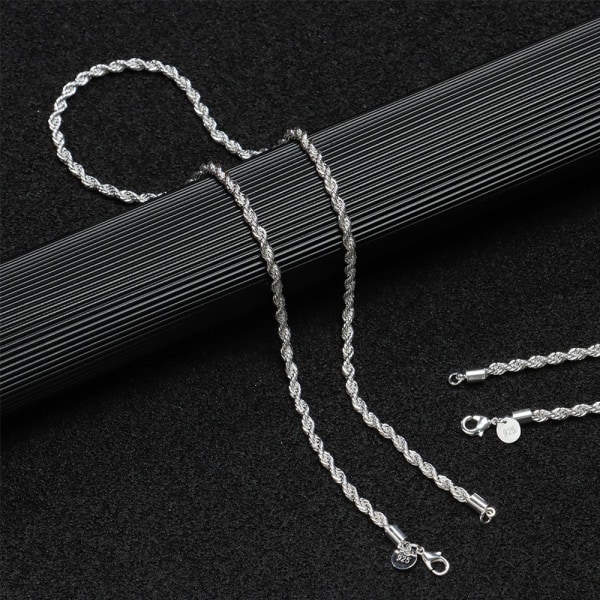 Twisted Rope Chain Halskjede 925 Sterling Silver 16 TOMMES - Perfet 16 inch