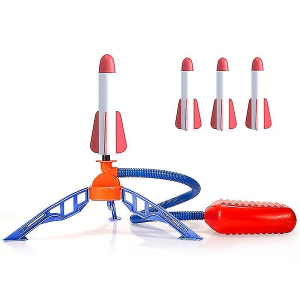 Raketlegetøj, 3 raketter og fodpumpe Raketkaster til børn, luftdrevet springraket, udendørslegetøj til drenge, piger - Perfet