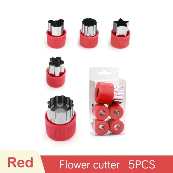 Vegetable Fruit ter Stainless Steel Flowers Cartoon Shape - Perfet 5pcs-Red