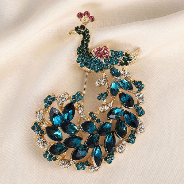 Crystal Rhinestone Peacock Brosch Djurbrosch e Pin Smycken P - Perfet A1