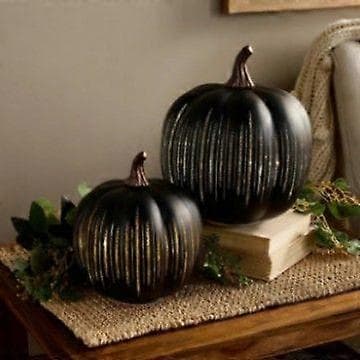 Twinkle LED Lys Græskar, Timer Belyste Glitrende Stjernenat Glas Græskar, Magiske Efterårs Halloween Lamper til Udendørs Dekoration - Perfekt black S-1PCS