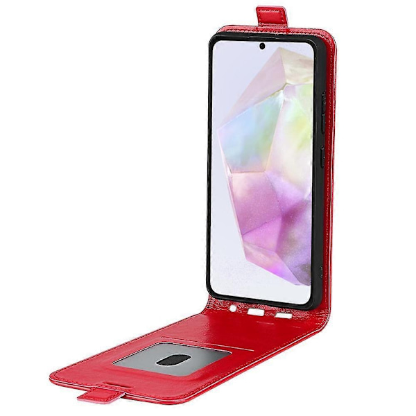Kompatibel med R64 Textur Vertikal Flip Läder Telefonfodral-Perfet Red For Samsung Galaxy A36
