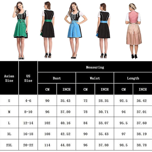 Hurtig levering tysk traditionel Dirndl-kjole til kvinder Oktoberfest Bayersk ølpigekostume 2023 Ny - Perfet Red XXL