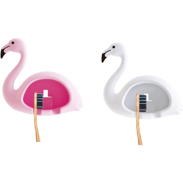 Søt Flamingo veggmontert tannbørsteholder for dusjbad 2-pack (rosa, hvit) - Perfet