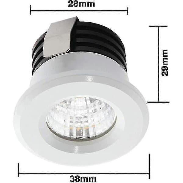 Set med 4 Mini Infällda LED Spotlights 3w Varmvit, Mini LED Spotlight för Skyltfönster, Registreringsskyltsbelysning Inkl. Separat Transformator-Perfekt