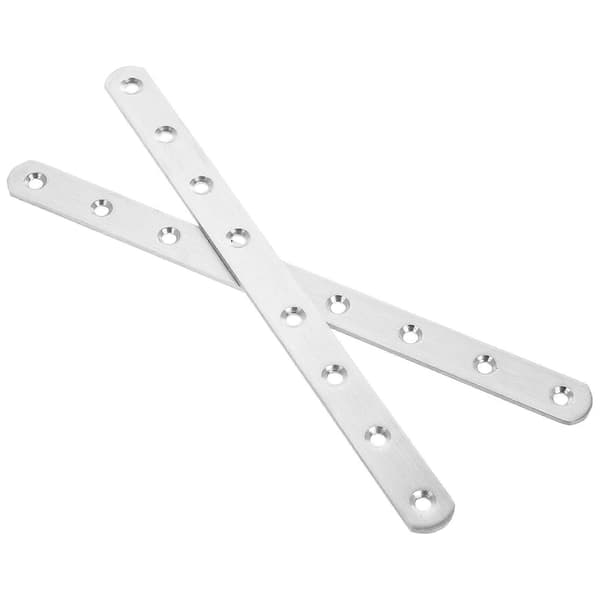Flad pladebeslag i rustfrit stål, forbindelsesstabilitetsstøtte til indendørs brug, sølv, 24,50X2,00X0,30 cm, 2 stk. - Perfekt
