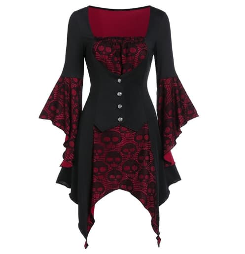 Retro medeltida gotisk spetsklänning för kvinnor - Perfet red XXL
