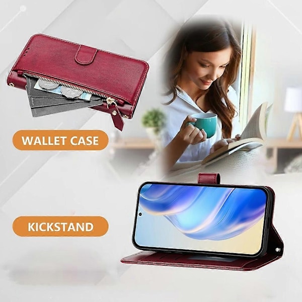 PU-pungcover kompatibelt med Infinix Smart 6 / Smart 6 Plus - Perfet Dark Red