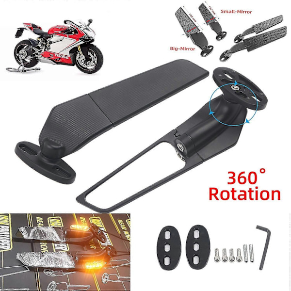 Kompatibel med Ducati 848 916 996 998 999 Panigale 1198 1098 1199 Motorcykelspegel Modifierad Vindvinge Justerbar Roterande Backspegel-Perfekt Small Mirror