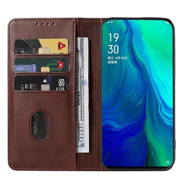 Kompatibel med OPPO Reno 10x Zoom Magnetisk Stängning Läder Telefonfodral - Perfekt Brown