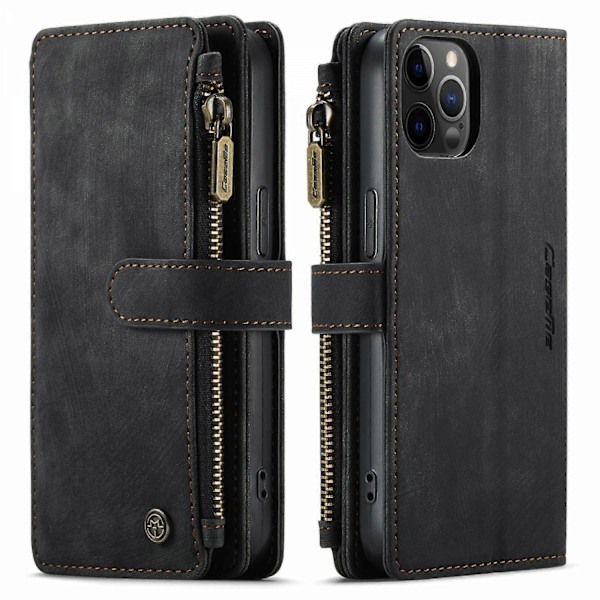 Kompatibel med iPhone 15 14 13 12 11 Pro Max XS XR 8 Lommebok Etui Flip Lærveske-Perfet black iPhone 14 Plus  6.7