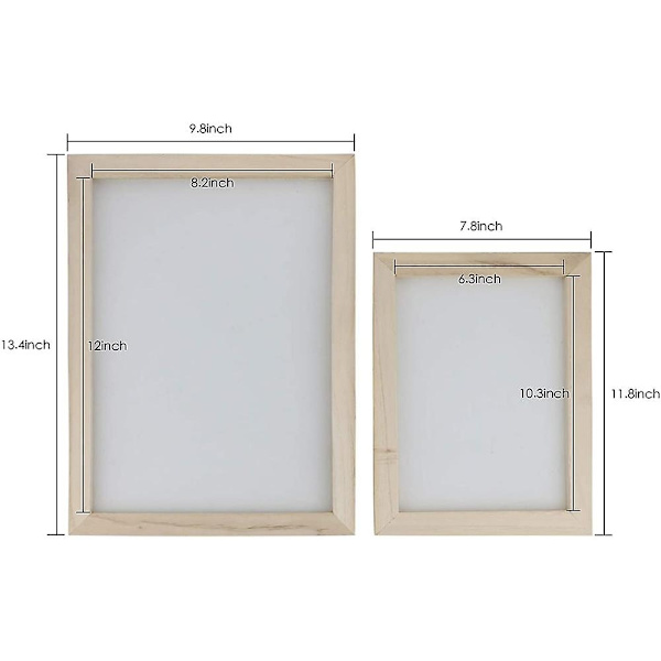 4 kpl Puupaperin Valmistusmuotin Kehystä, Silkkipainon Kehystä DIY- ja Kuivattujen Kukkien Käsityöhön, 2-Kokoa