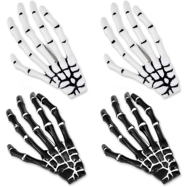 2 par koreansk stil gotisk skelett händer ben hårklämmor - svartvitt mode punkrock Devil Claw Alligator hårklämmor - Perfet