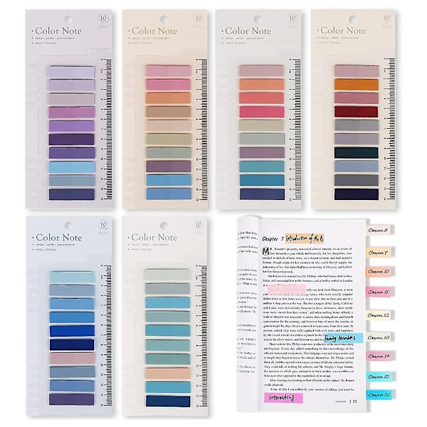 1200 st Sticky Tabs Bokflikar, 60 Färg Morandi Sticky Tabs, Färg Sidmarkörer - Perfekt