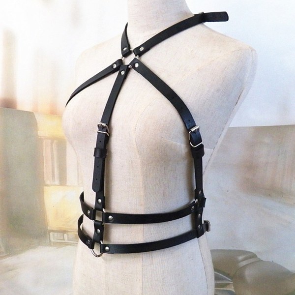 Naisten nahkaiset vartalon rintavaljaat Cage Brat Belt Gothic Coll - Perfet Black