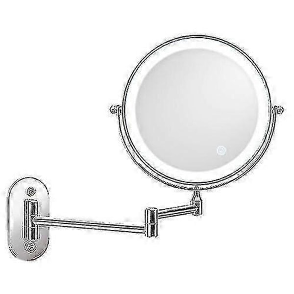 8 tum Väggmonterad Dubbelsidig Sminkspegel LED Trefärgat Ljus Badrumsspegel-Perfet USB Charging Silver Triple Magnification