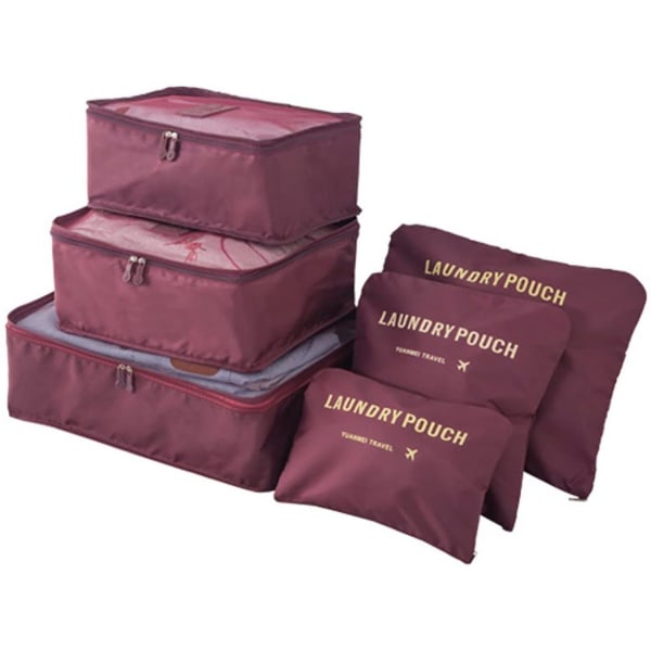 6-Pack Koffert Organizer Reiseklær poser (burgunder) - Perfet burgundy