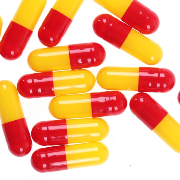 1000 stykker tomme hårde løs gelatinekapsel størrelse 0# Gel Medicin - Perfet Red Yellow one size