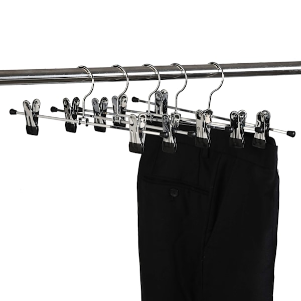 10 st 40 cm kromhängare, silverfärgade metallbyxhängare för byxor, shorts, kjolar, strumpor, underkläder med halkfria klämmor - Perfet
