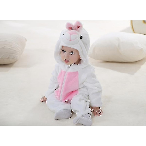 Unisex Baby Dyre Kostume Vinter Efterår Flannel Hætte Cosplay Jumpsuit-Perfet Rabbit 90