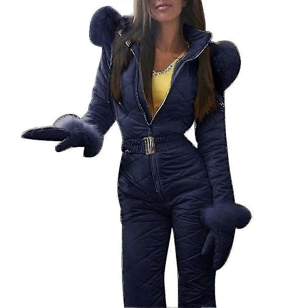 Vintervarm Snödräkt för Kvinnor - Utomhus Sportbyxor Skiddräkt Vattentät Helkroppsdress - Perfekt Blue Xl