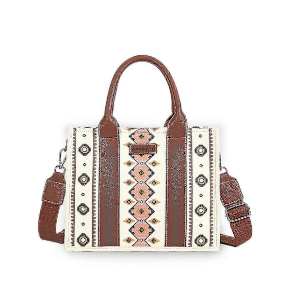 Wrangler Tote Bag Western Vesker for Kvinner Skulder Boho Aztec Håndvesker NY-Perfekt Off-white