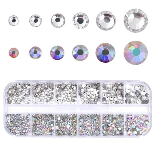 12 rhinestones in different sizes in a box - Nail decorations - Perfet