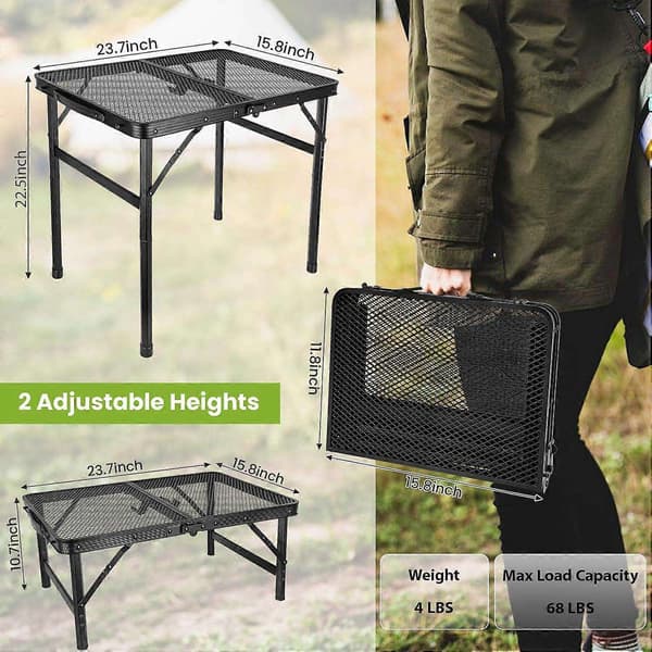 Sammenklappeligt grillbord, aluminium, til udendørs camping BBQ-WELLNGS
