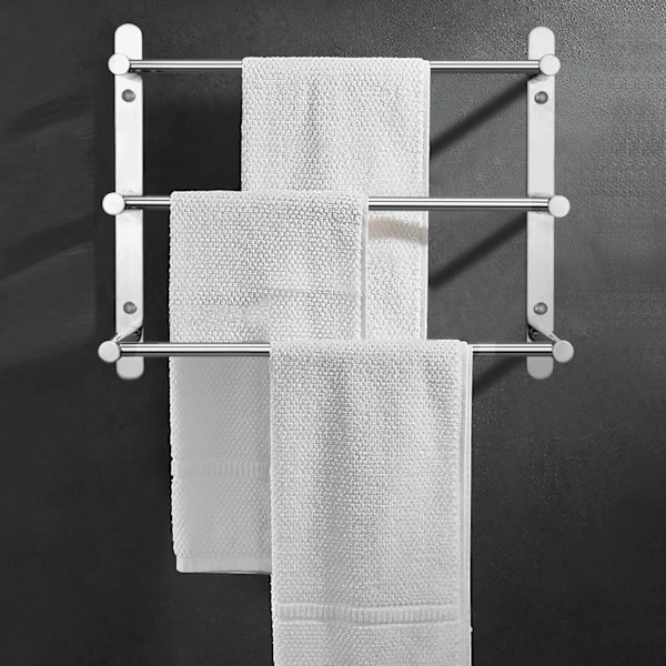 Flerlags 304 rustfrit stål vægmonteret håndklædeholder - 50 cm - Vægmontering - 3 stænger - Til badeværelse og køkken - Perfet