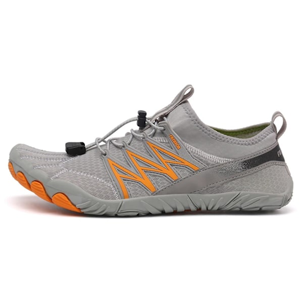 Vann-sko for menn og kvinner - Hurtigtørkende vannsportsko - Aquashoes - Svømming - Surfing - Strandsko - Bassengsko - Perfekt Gray Orange 46