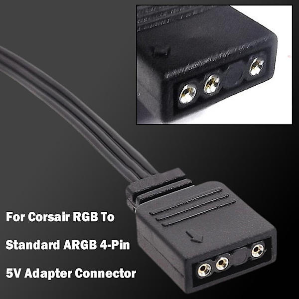 Corsair 4-stifts RGB till Standard ARGB 5V 3-stiftskontakt med adapter 25cm kabel - Perfekt
