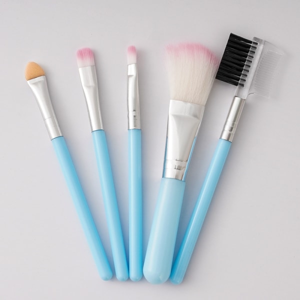 5 stk blå makeup børster sæt professionelt skønhedsværktøj