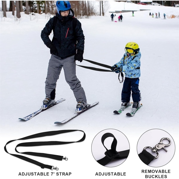 Skid- och snowboardsele för barn - Svart, Skidsele med Deta-Perfet
