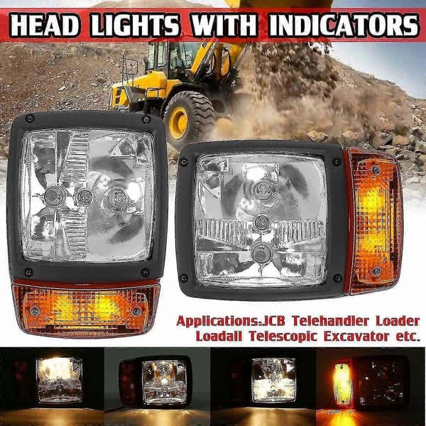Kraftig LED-frontlykt med blinklys, kompatibel med JCB Telehandler-Perfet