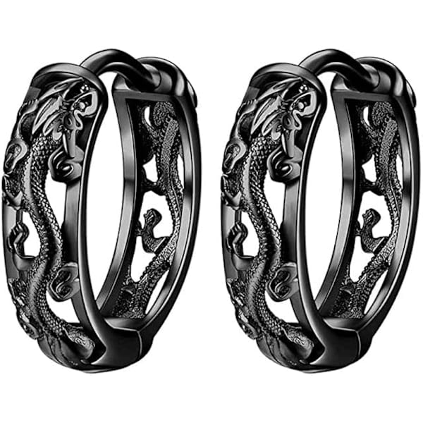 Punk Dragon Hollow Filigran Small Hoop Cuff örhängen - Perfet