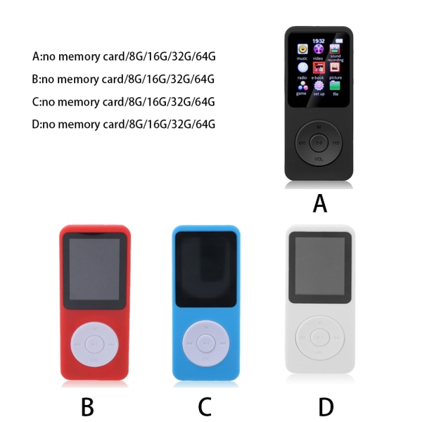 Bærbar MP3-afspiller Bluetooth-kompatibel 5.0 videomusikhøjttaler - perfekt Blue without Card