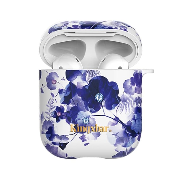 AirPods - KINGXBAR Swarovski dekordeksel - Blåa Blommor Blåa Blommor