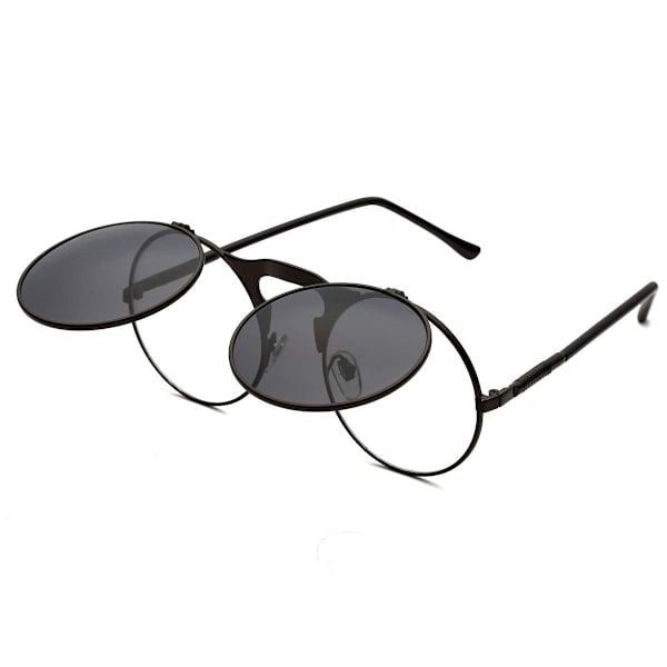 Runda Retro Solglasögon Steampunk Solglasögon Flip Up Solglasögon - Perfet
