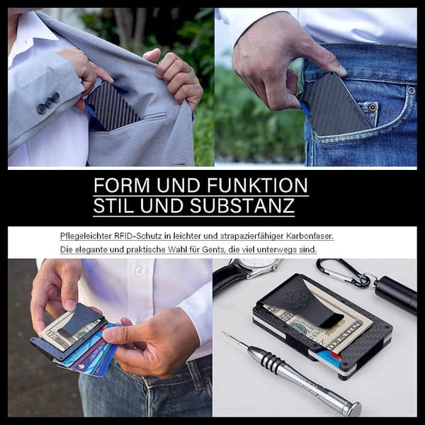 Herrepung med RFID-beskyttelse, herrekortholder lavet af kulfiber - Perfet