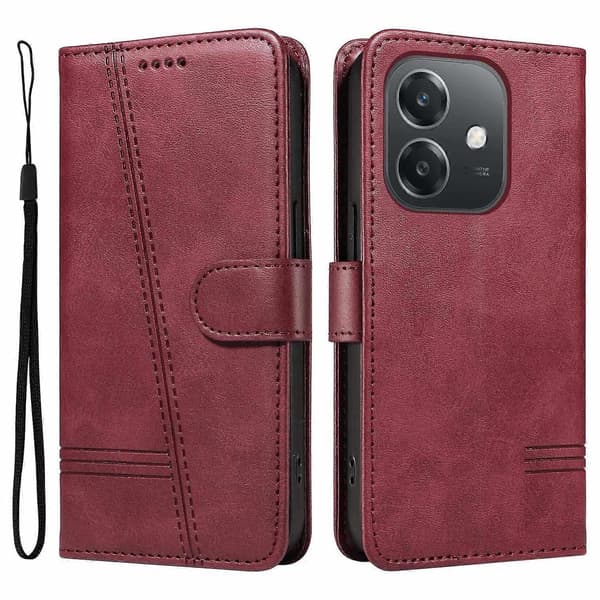 Kompatibel med Oppo A3x 4G Telefonfodral - Perfekt Wine Red