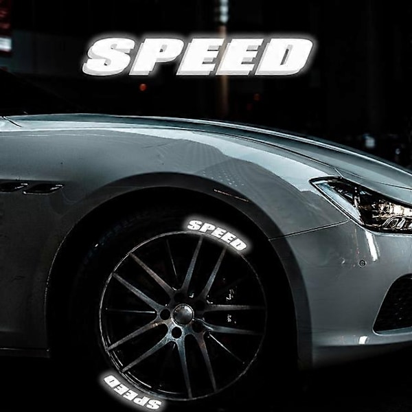 Auton heijastavat kirjaimet, sopivat auton ja moottoripyörän renkaiden koristeluun, pyörän tarrat ja tarrat, DIY-muotoilu, henkilökohtainen mukautus, täydellinen SPEED 8 Sets