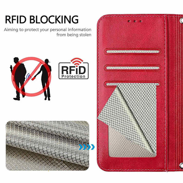 Panda RFID PU Telefonveske Kompatibel med Doogee Note 59 / Note 59 Pro-Perfet Rose Red