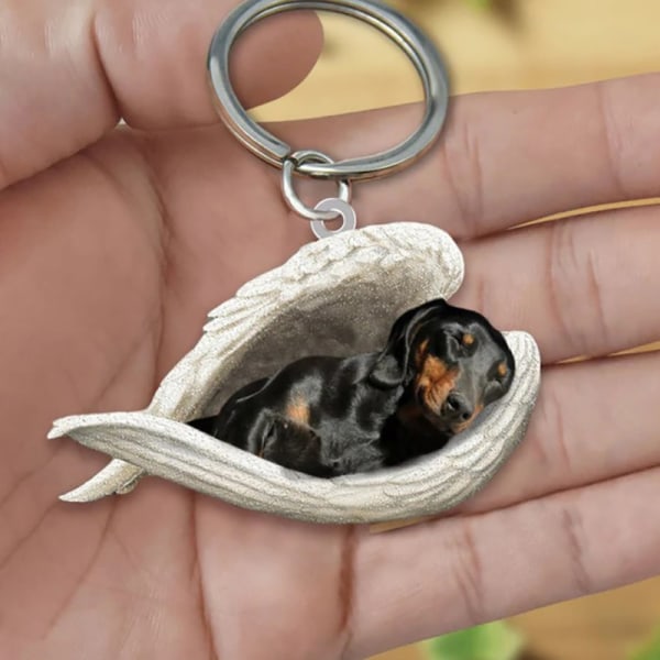 kryl hund sovande ängel hänge hundkorg nyckelringar - Perfet A