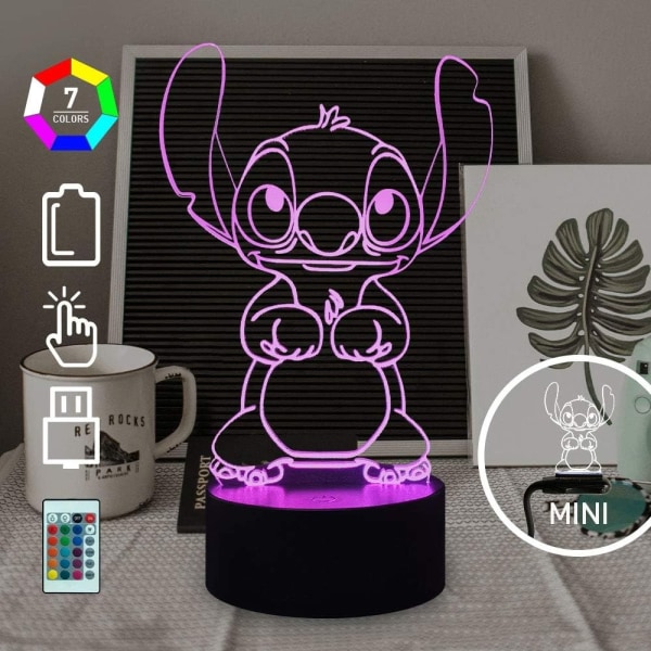 Lilo Stitch Lampa Tecknad Söt Stitch Figur Vänner 3D LED