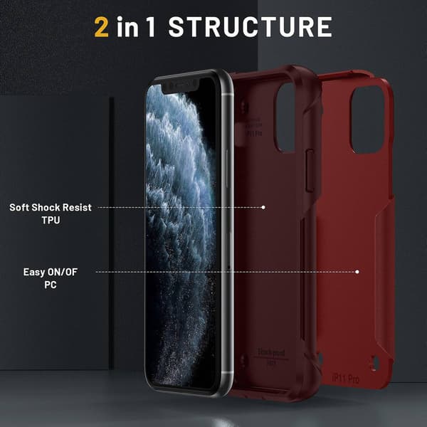 Støtsikkert telefondeksel kompatibelt med iPhone 11 Pro Max-Perfet Red