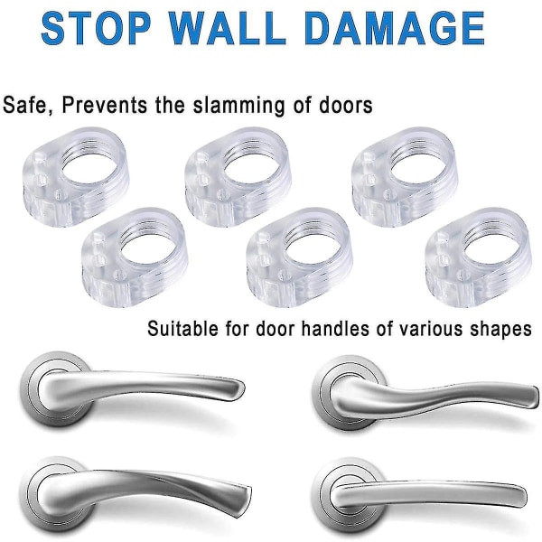 6 dørhåndtaksbeskyttere for vegger, pvc dørhåndtak buffervegger - Perfet