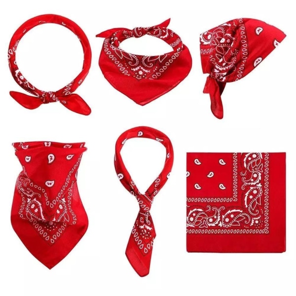 3-pack Bandana Paisley Svart, Rød, Hvit - 55x55 cm - Perfet multicolor