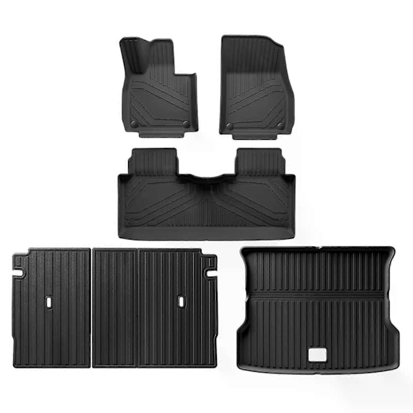 Kompatibel med Xpeng G6 Bilmåtter Bagagerumsbakke TPE 3D Xiaopeng Fodmåtte Vandtæt Lugtfri Bakkessæt SORT-Perfet 6pcs sets
